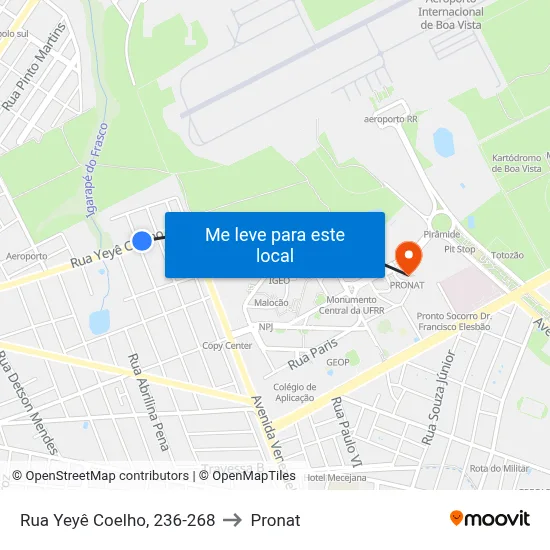Rua Yeyê Coelho, 236-268 to Pronat map
