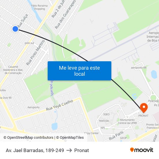 Av. Jael Barradas, 189-249 to Pronat map