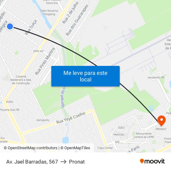 Av. Jael Barradas, 567 to Pronat map