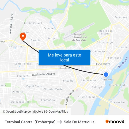 Terminal Central (Embarque) to Sala De Matrícula map