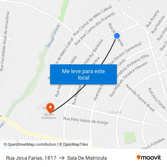 Rua Joca Farias, 1817 to Sala De Matrícula map