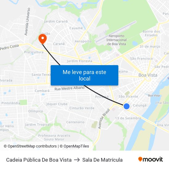 Cadeia Pública De Boa Vista to Sala De Matrícula map