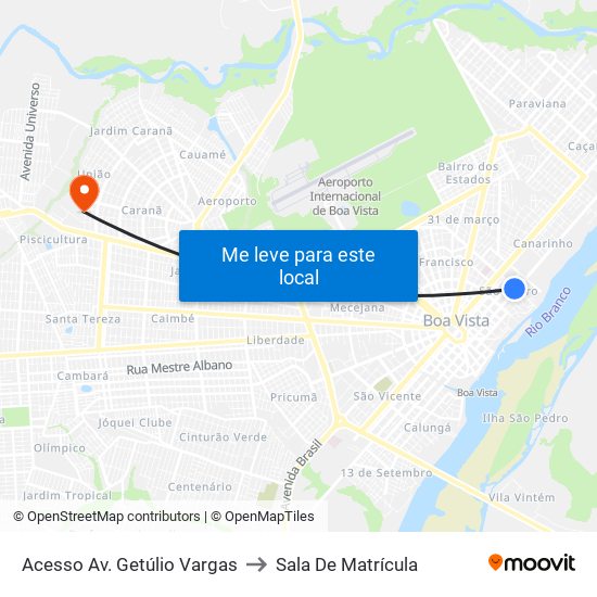 Acesso Av. Getúlio Vargas to Sala De Matrícula map