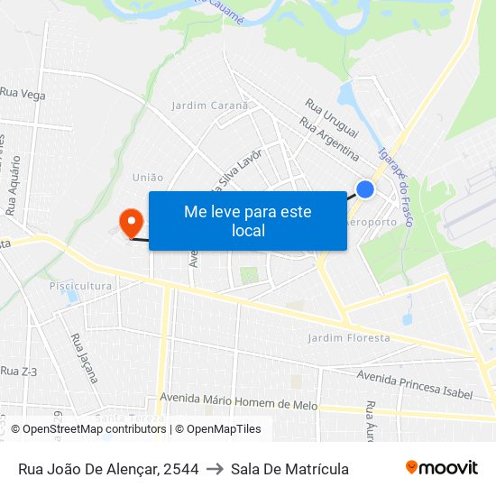 Rua João De Alençar, 2544 to Sala De Matrícula map