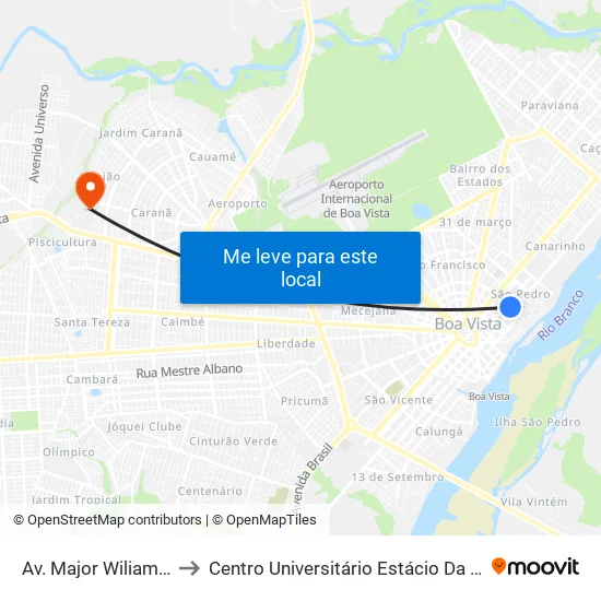 Av. Major Wiliams, 502 to Centro Universitário Estácio Da Amazônia map