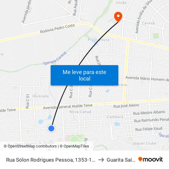 Rua Sólon Rodrigues Pessoa, 1353-1379 to Guarita Saída map