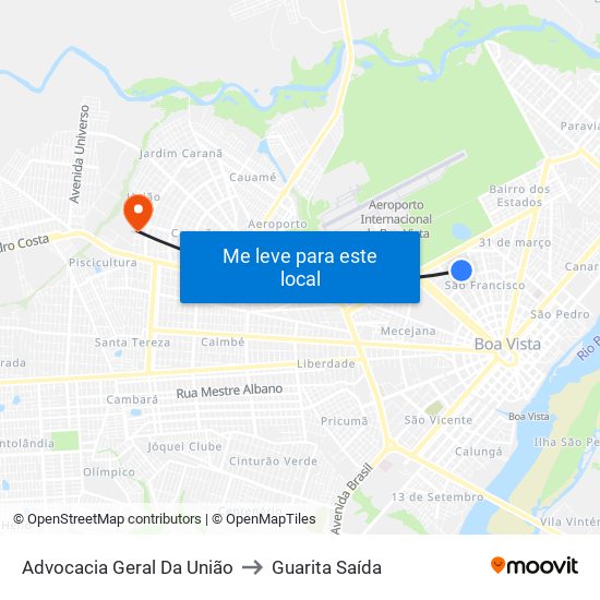 Advocacia Geral Da União to Guarita Saída map