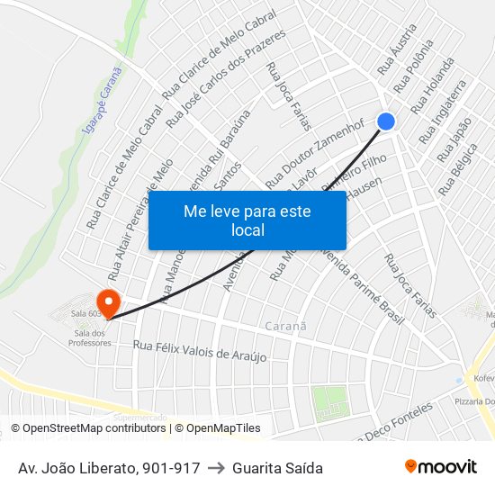 Av. João Liberato, 901-917 to Guarita Saída map