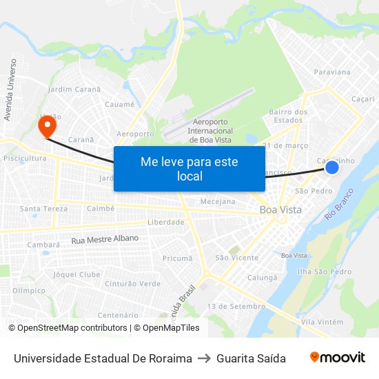 Universidade Estadual De Roraima to Guarita Saída map