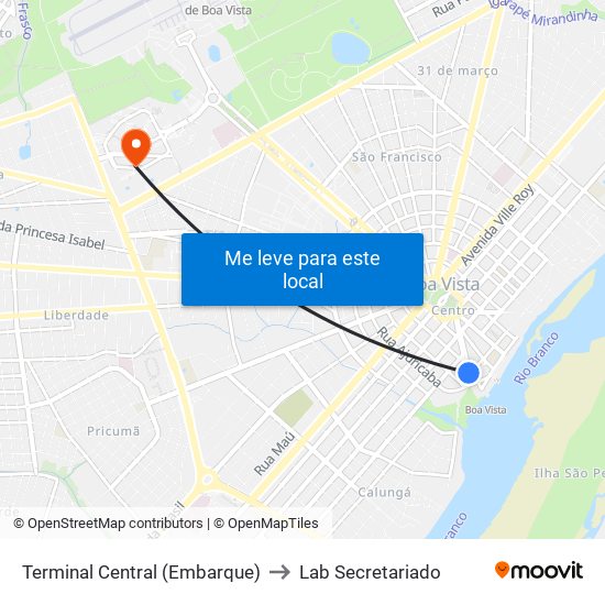 Terminal Central (Embarque) to Lab Secretariado map