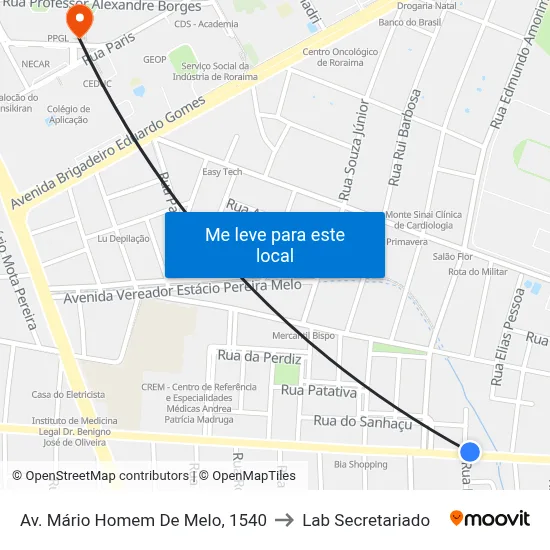 Av. Mário Homem De Melo, 1540 to Lab Secretariado map
