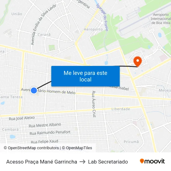 Acesso Praça Mané Garrincha to Lab Secretariado map