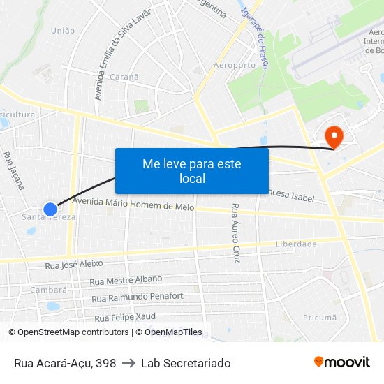 Rua Acará-Açu, 398 to Lab Secretariado map