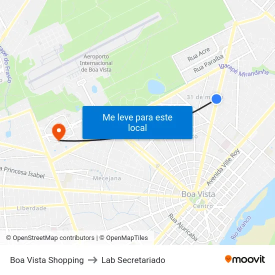 Boa Vista Shopping to Lab Secretariado map
