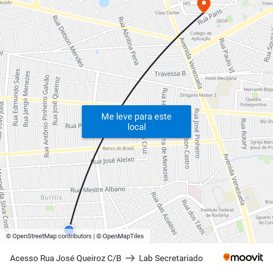 Acesso Rua José Queiroz C/B to Lab Secretariado map