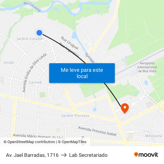 Av. Jael Barradas, 1716 to Lab Secretariado map