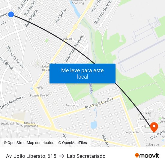 Av. João Liberato, 615 to Lab Secretariado map