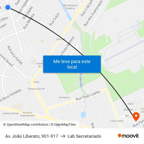Av. João Liberato, 901-917 to Lab Secretariado map