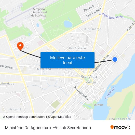 Ministério Da Agricultura to Lab Secretariado map