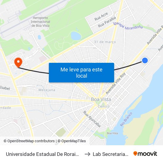 Universidade Estadual De Roraima to Lab Secretariado map