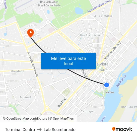 Terminal Centro to Lab Secretariado map