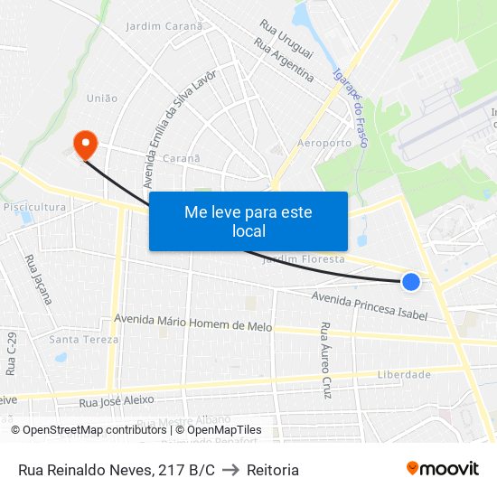 Rua Reinaldo Neves, 217 B/C to Reitoria map