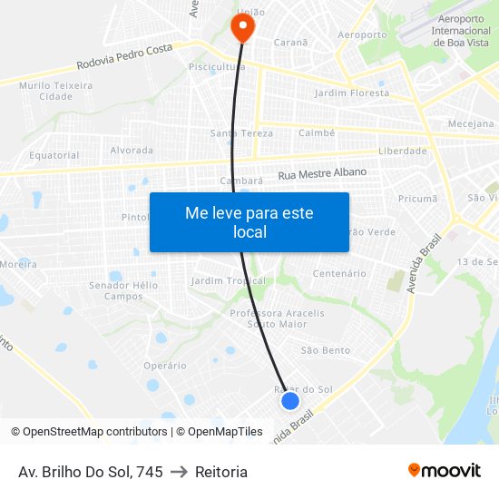 Av. Brilho Do Sol, 745 to Reitoria map