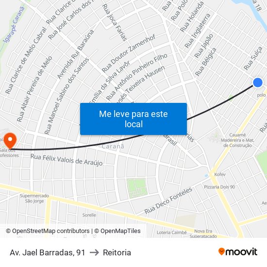 Av. Jael Barradas, 91 to Reitoria map