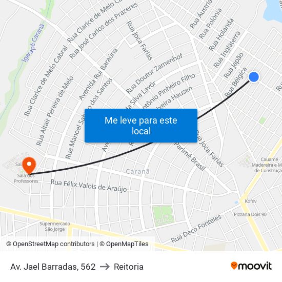 Av. Jael Barradas, 562 to Reitoria map