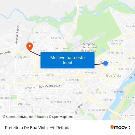 Prefeitura De Boa Vista to Reitoria map