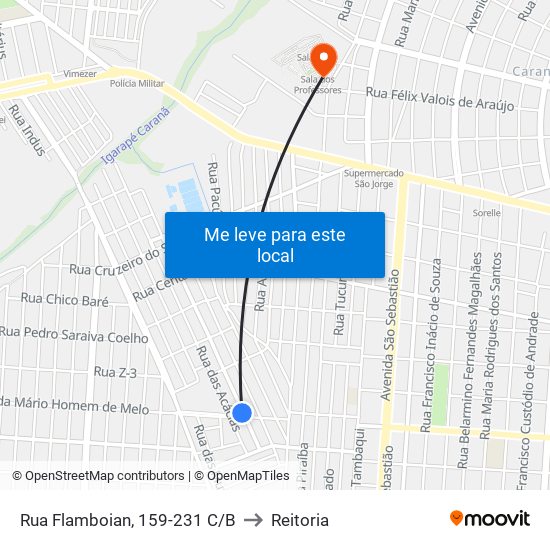 Rua Flamboian, 159-231 C/B to Reitoria map