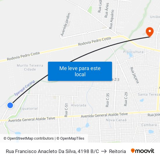Rua Francisco Anacleto Da Silva, 4198 B/C to Reitoria map