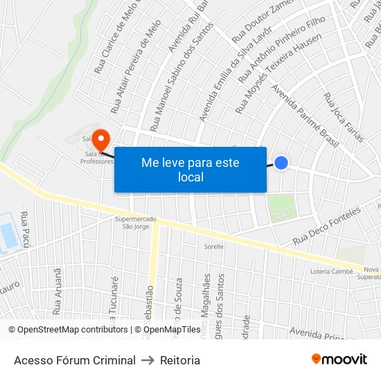 Acesso Fórum Criminal to Reitoria map