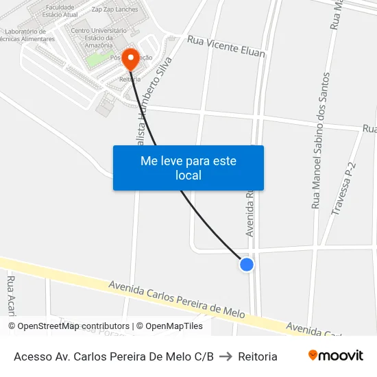 Acesso Av. Carlos Pereira De Melo C/B to Reitoria map