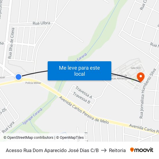 Acesso Rua Dom Aparecido José Dias C/B to Reitoria map