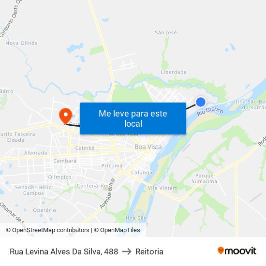 Rua Levina Alves Da Silva, 488 to Reitoria map