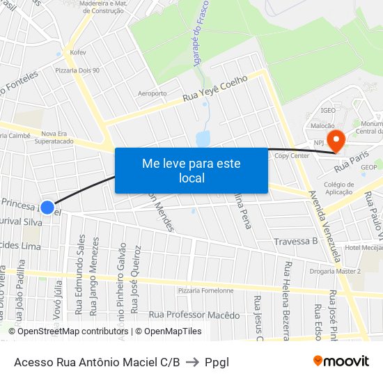 Acesso Rua Antônio Maciel C/B to Ppgl map
