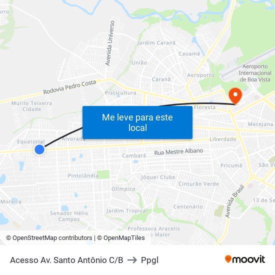 Acesso Av. Santo Antônio C/B to Ppgl map