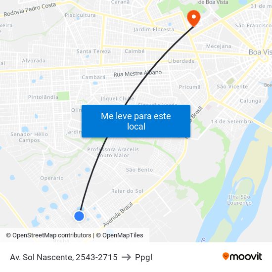 Av. Sol Nascente, 2543-2715 to Ppgl map
