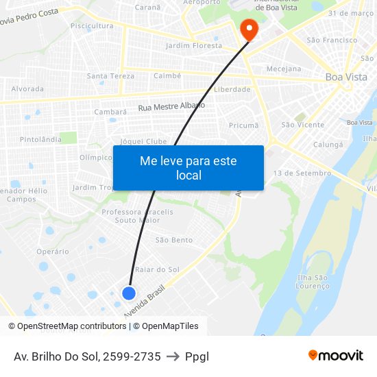 Av. Brilho Do Sol, 2599-2735 to Ppgl map