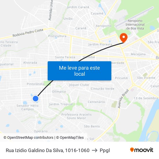Rua Izidio Galdino Da Silva, 1016-1060 to Ppgl map