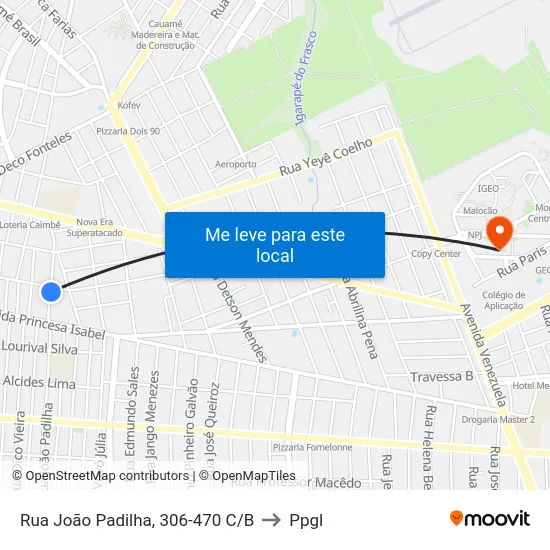 Rua João Padilha, 306-470 C/B to Ppgl map