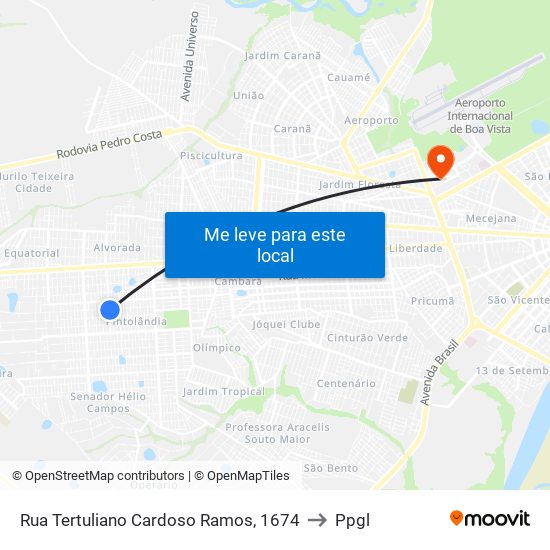 Rua Tertuliano Cardoso Ramos, 1674 to Ppgl map