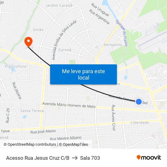 Acesso Rua Jesus Cruz C/B to Sala 703 map