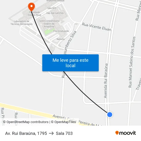 Av. Rui Baraúna, 1795 to Sala 703 map