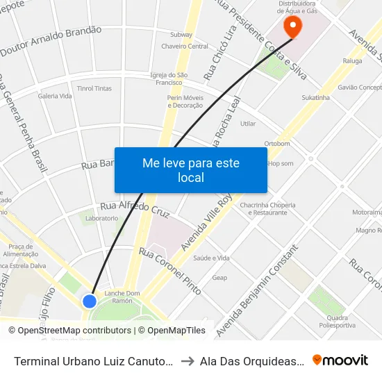 Terminal Urbano Luiz Canuto Chaves to Ala Das Orquideas - HMI map