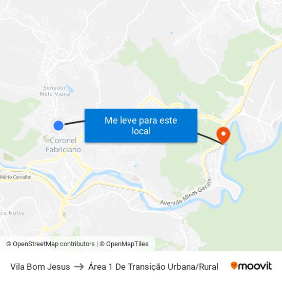 Vila Bom Jesus to Área 1 De Transição Urbana / Rural map