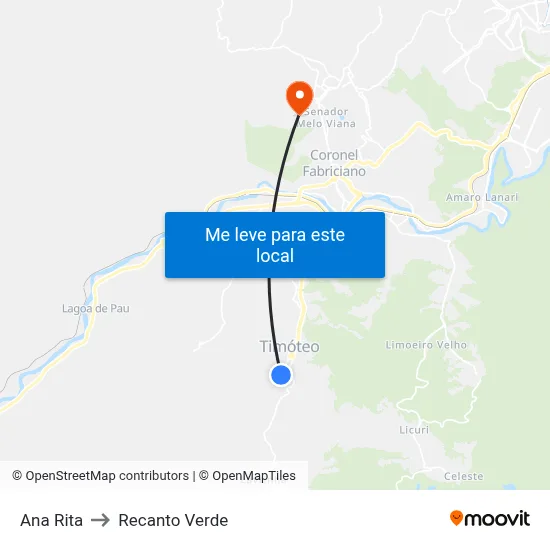 Ana Rita to Recanto Verde map