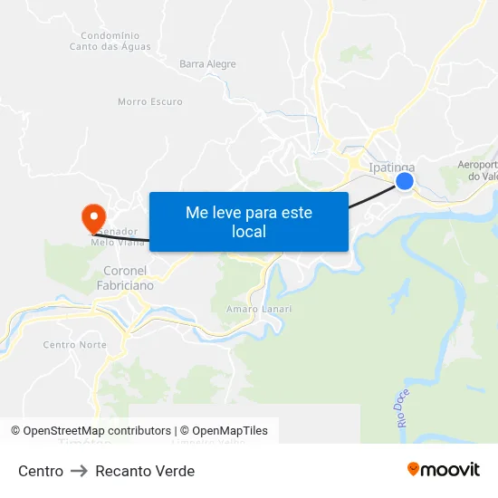 Centro to Recanto Verde map