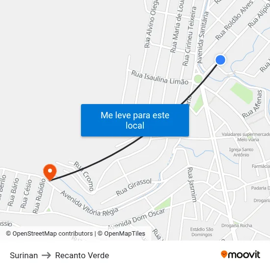 Surinan to Recanto Verde map